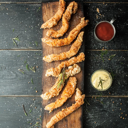 Chicken Thigh, Skinless & Boneless, 100g+, Strips Thin